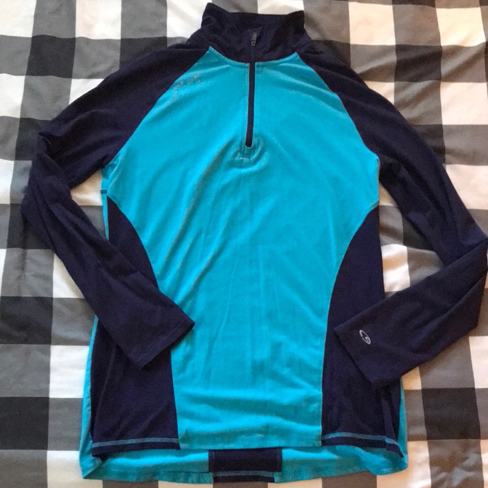 CHAMPION DUO DRY Navy Blue Aqua QuarterZip Pullover Lightweight Running Jacket M